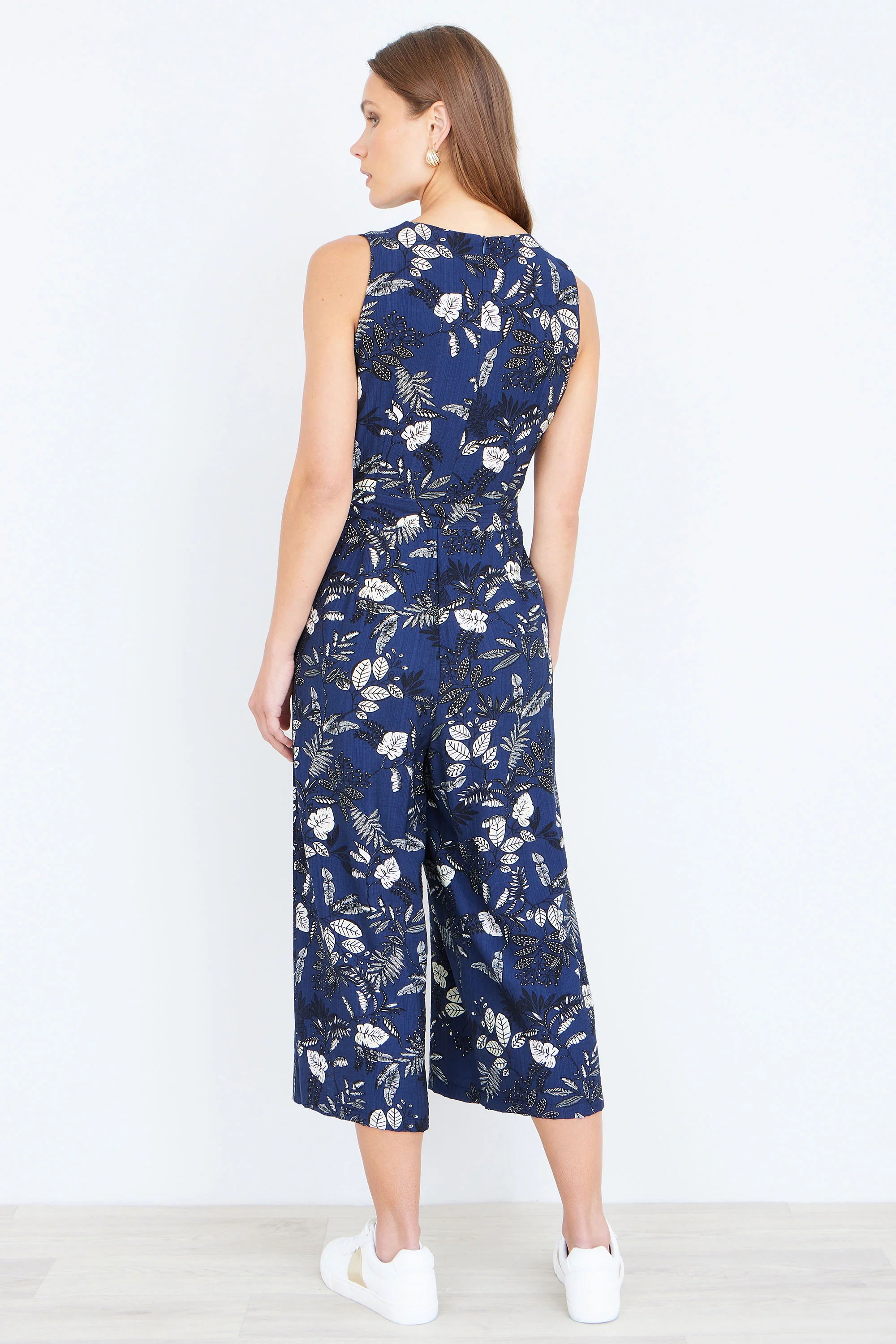 Yumi Navy Leaf Culotte Jumpsuit - Image 4