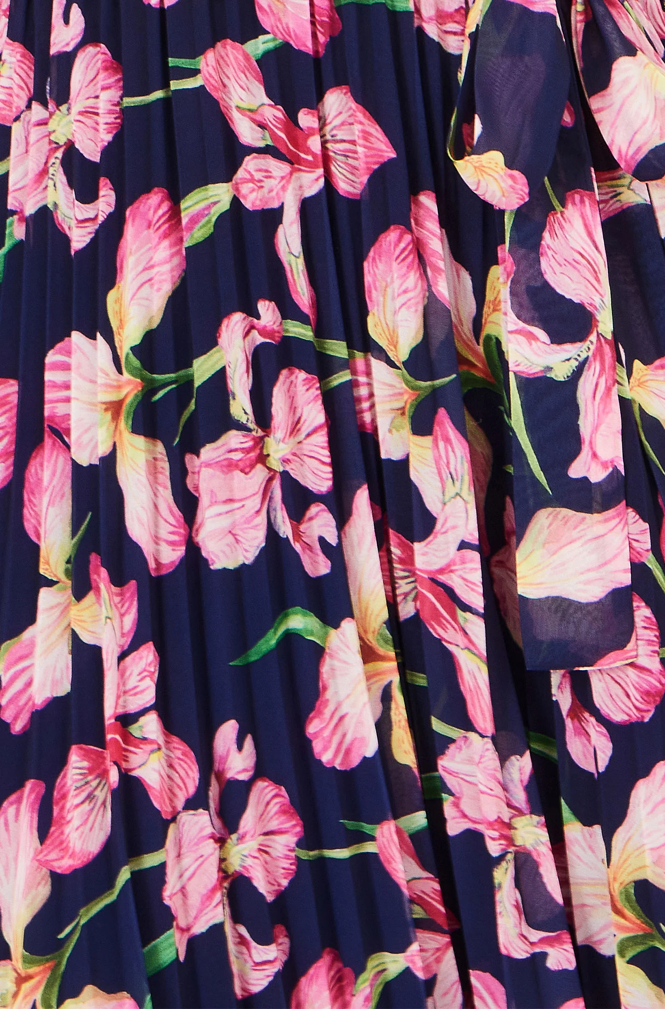 Yumi Navy Orchid Floral Pleated Wrap Maxi Dress - Image 8
