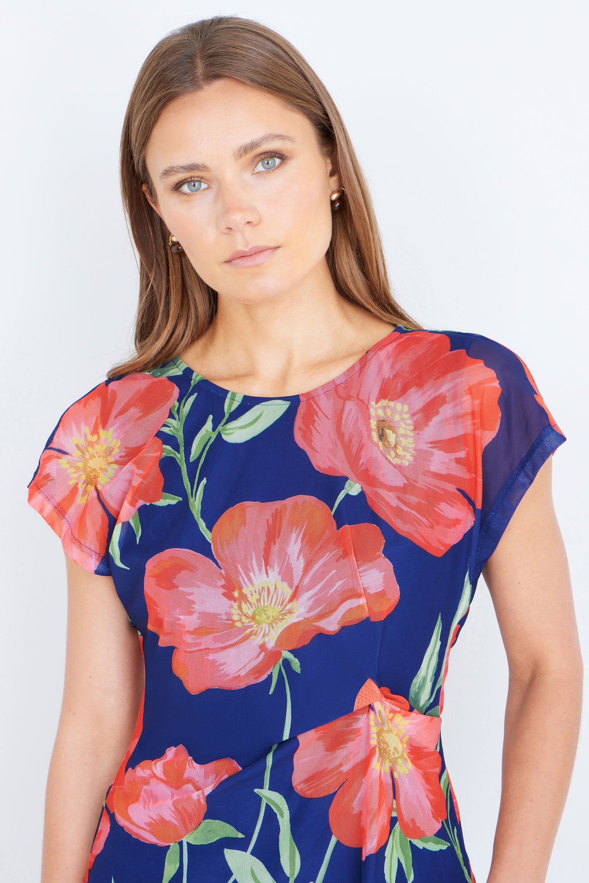 Yumi Navy Poppy Mesh Top - Image 2
