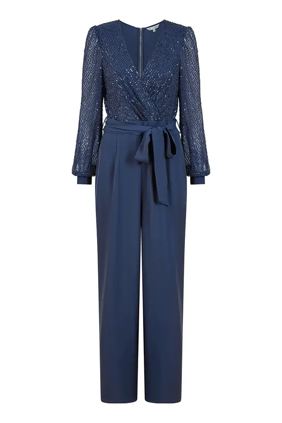 Yumi Navy Sequin Jumpsuit With Long Sleeves - Image 5