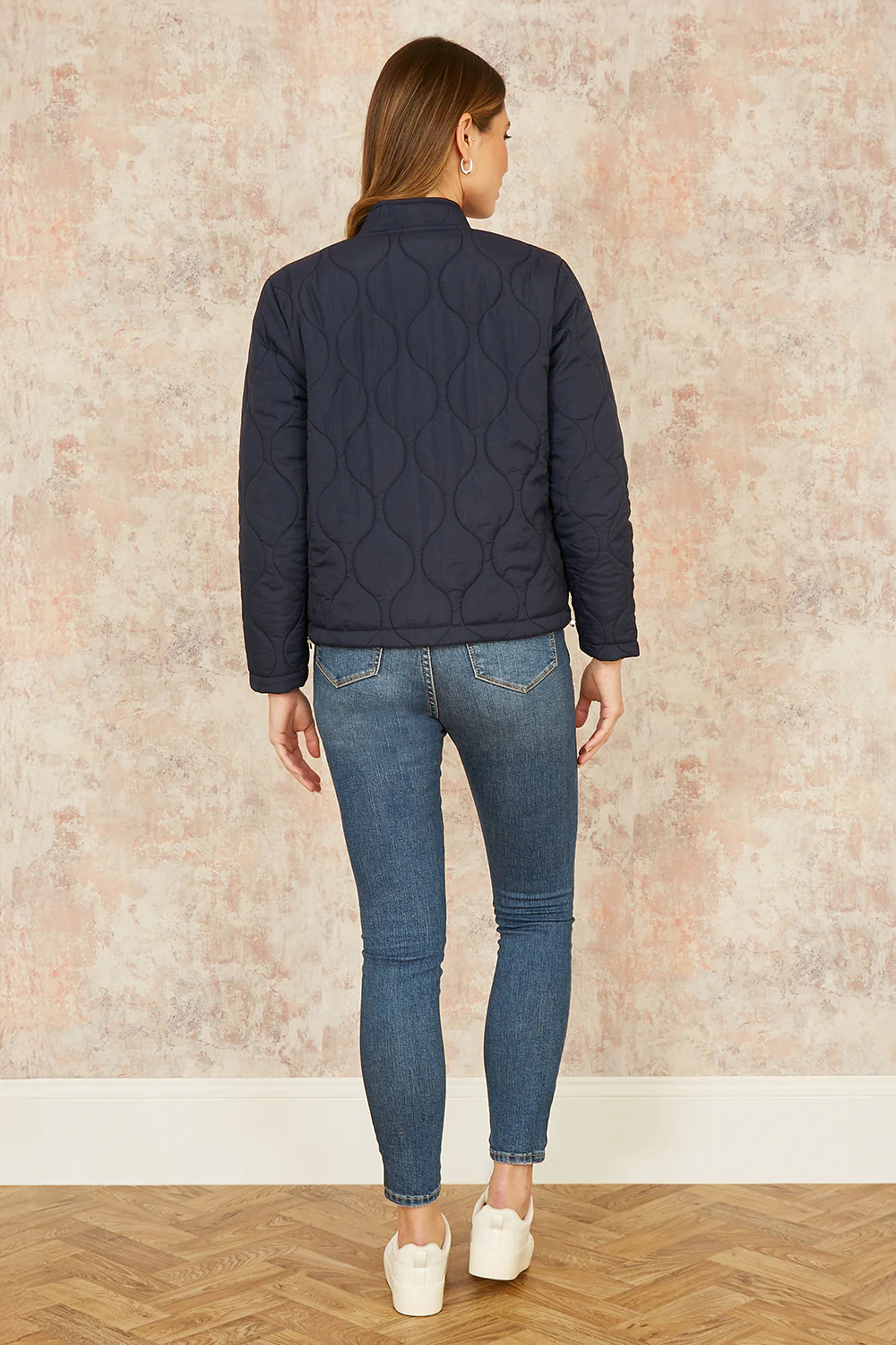 Yumi Navy Short Quilted Jacket - Image 5