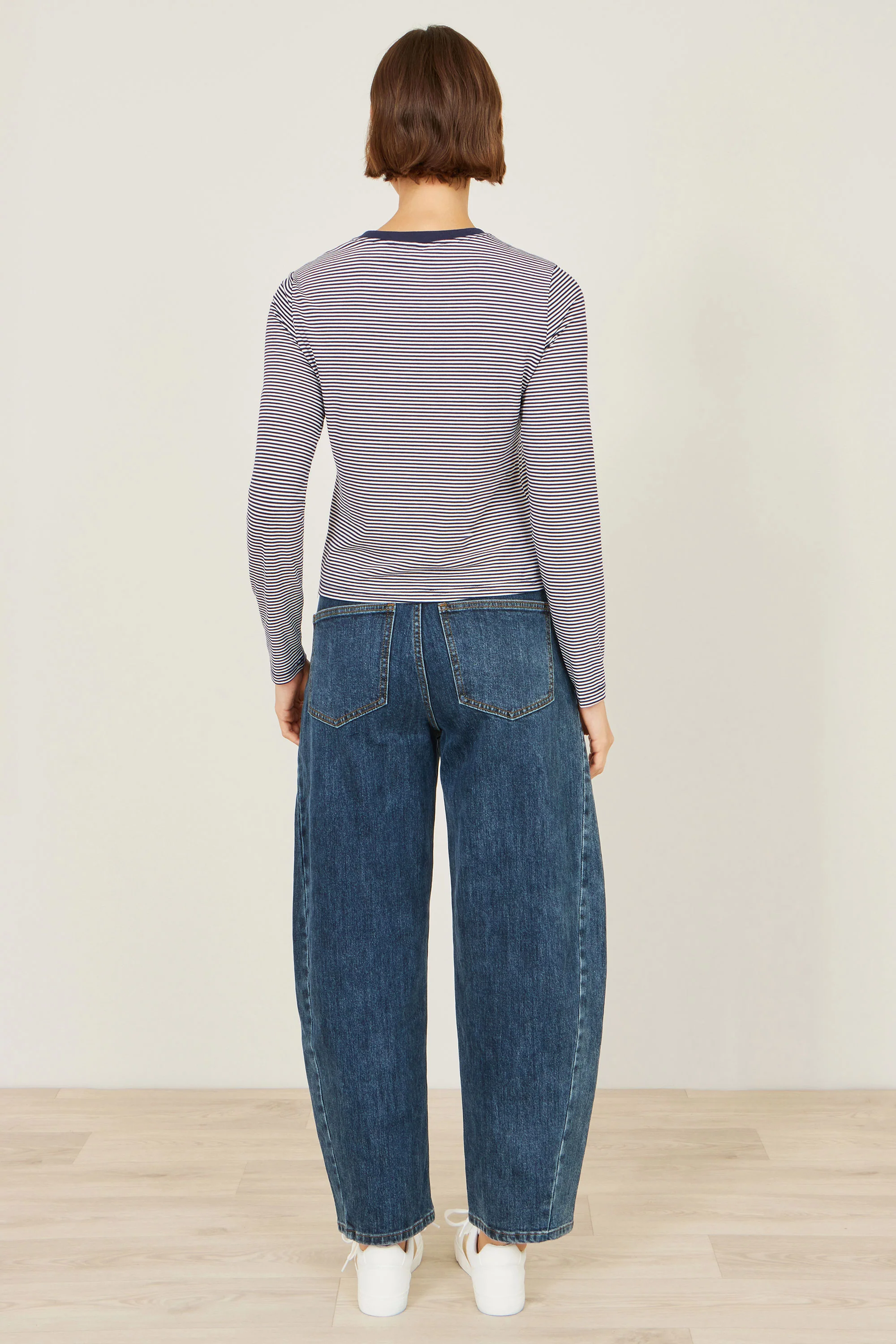 Yumi Navy Striped Jersey Long Sleeve T-Shirt - Image 3