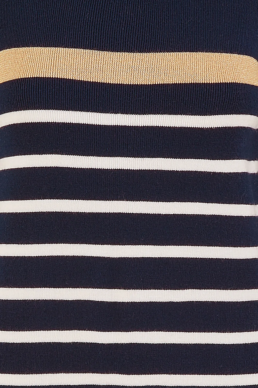 Yumi Navy Striped Knitted Dress With Button Cuff Detail - Image 5