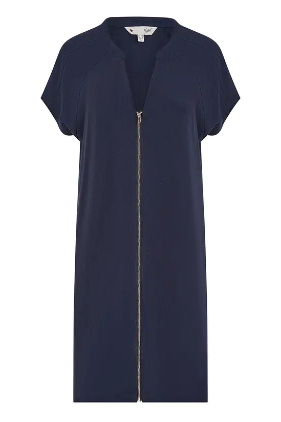 Yumi Navy Viscose Zip Tunic Dress - Image 5