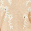 Yumi Oatmeal Floral Embroidered V Neck Relaxed Knitted Jumper - Image 5