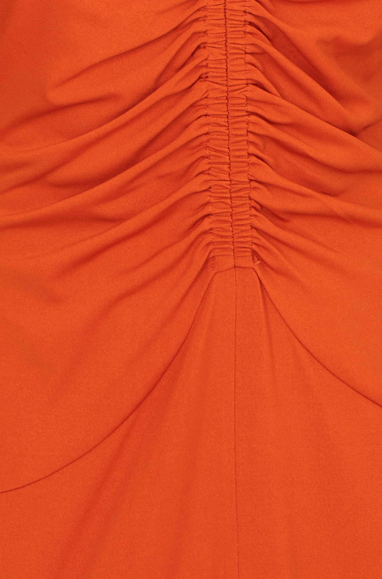 Yumi Orange Ruched Front Stretch Midi Dress - Image 6