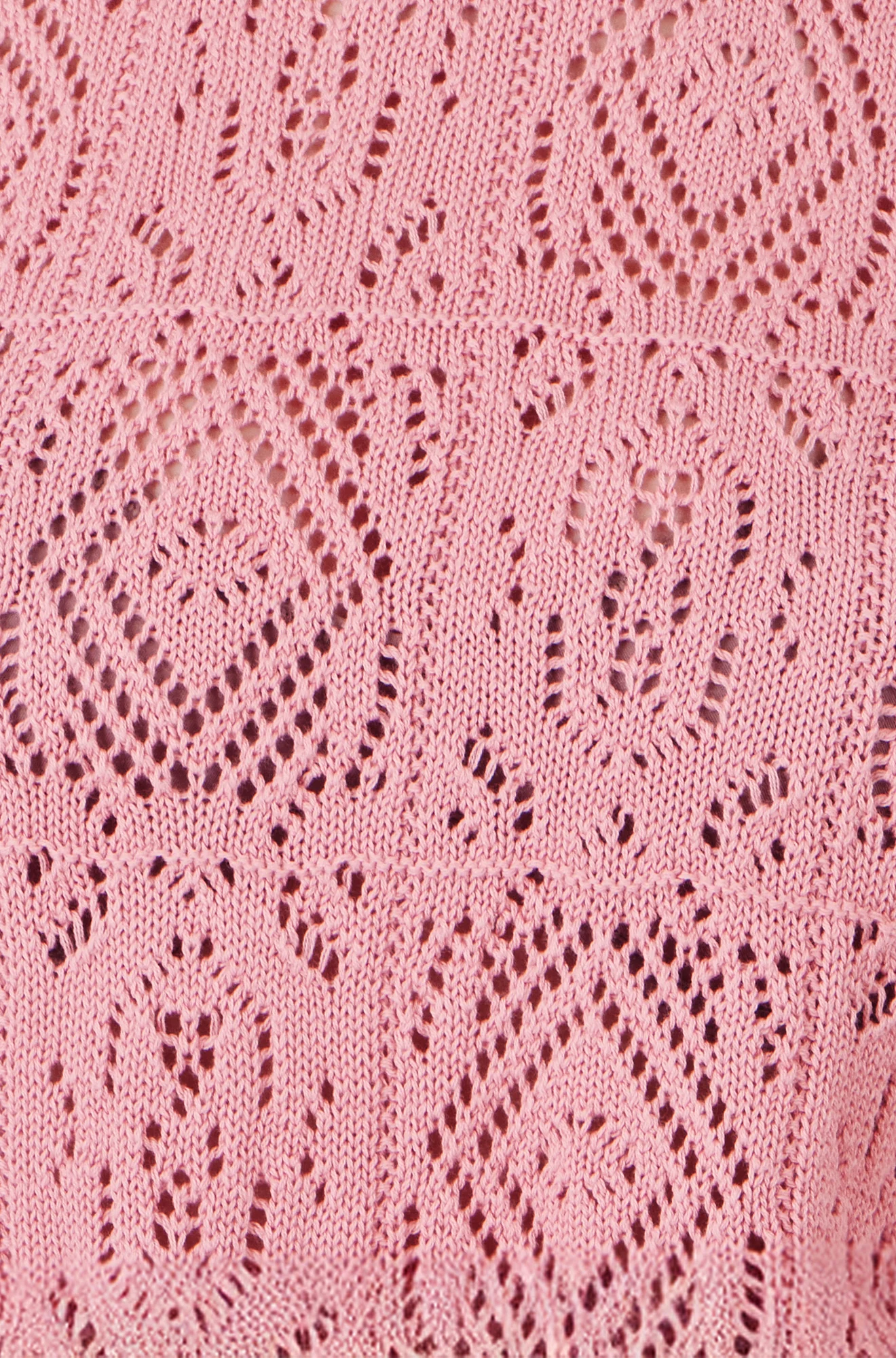 Yumi Pink Cotton Crochet Knitted Top - Image 5