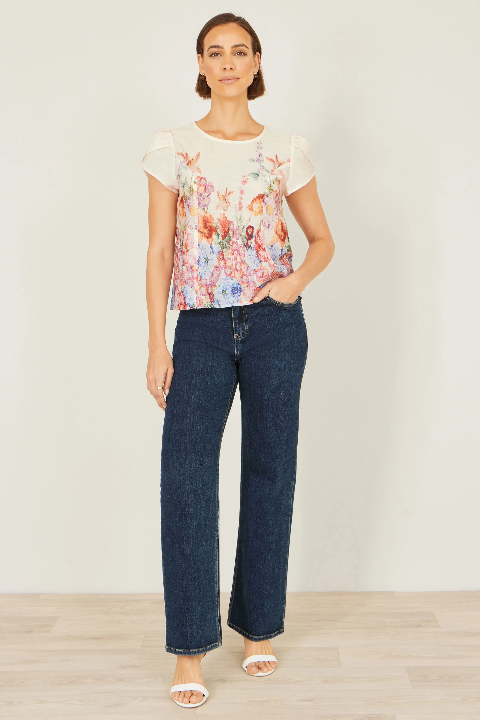 Yumi Pink Floral Border Top - Image 2
