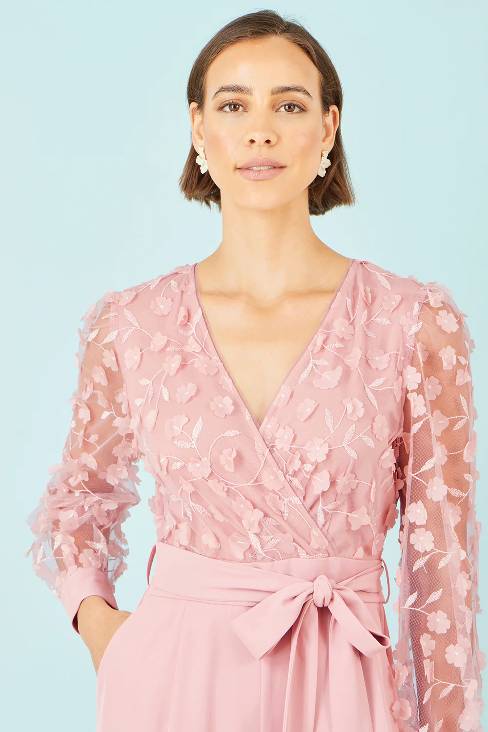 Yumi Pink Flower Applique Jumpsuit - Image 3