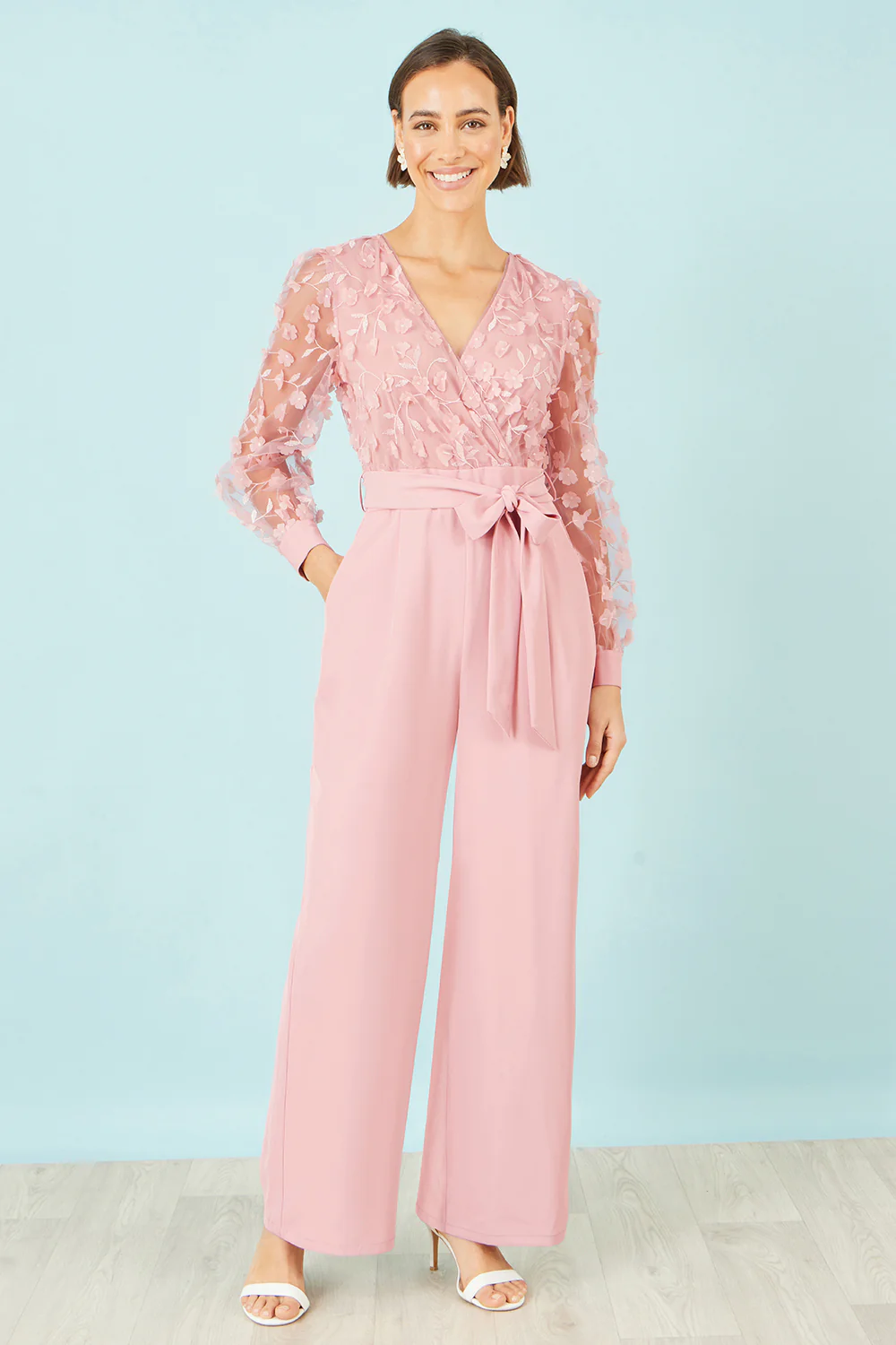 Yumi Pink Flower Applique Jumpsuit - Image 6