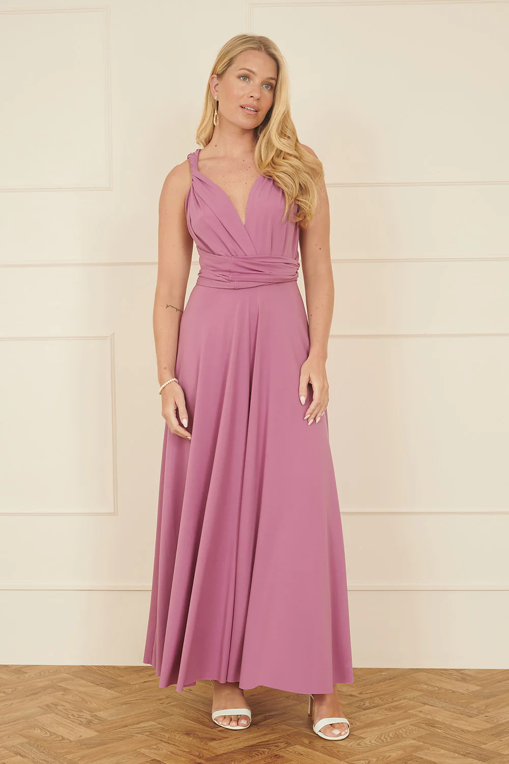 Yumi Pink Jersey Stretch Multiway Midi Dress - Image 3