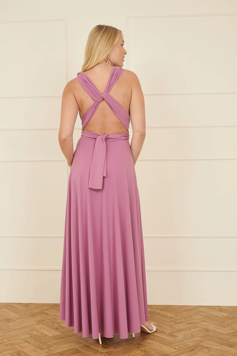 Yumi Pink Jersey Stretch Multiway Midi Dress - Image 4