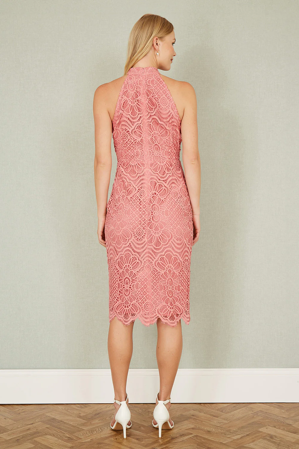 Yumi Pink Lace Halter Neck Dress - Image 3