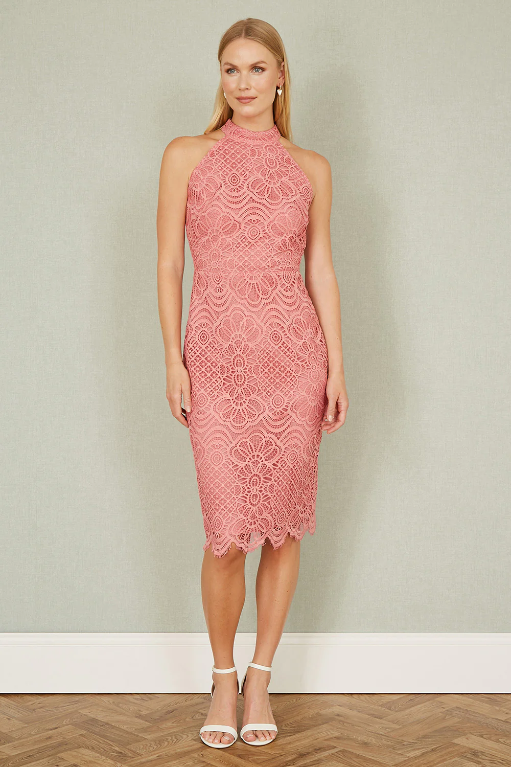 Yumi Pink Lace Halter Neck Dress - Image 4