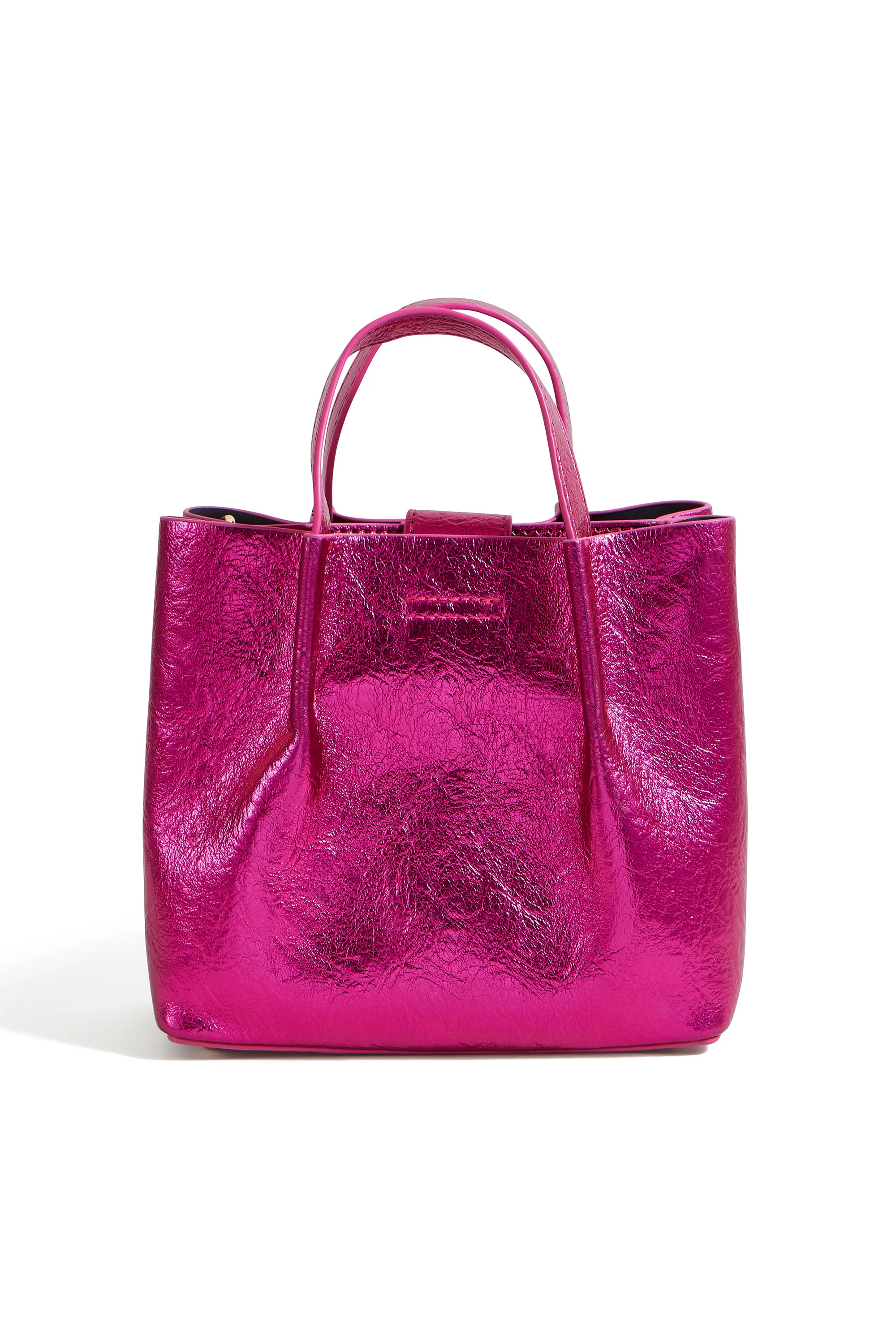 Yumi Pink Metallic Small Tote Bag - Image 3