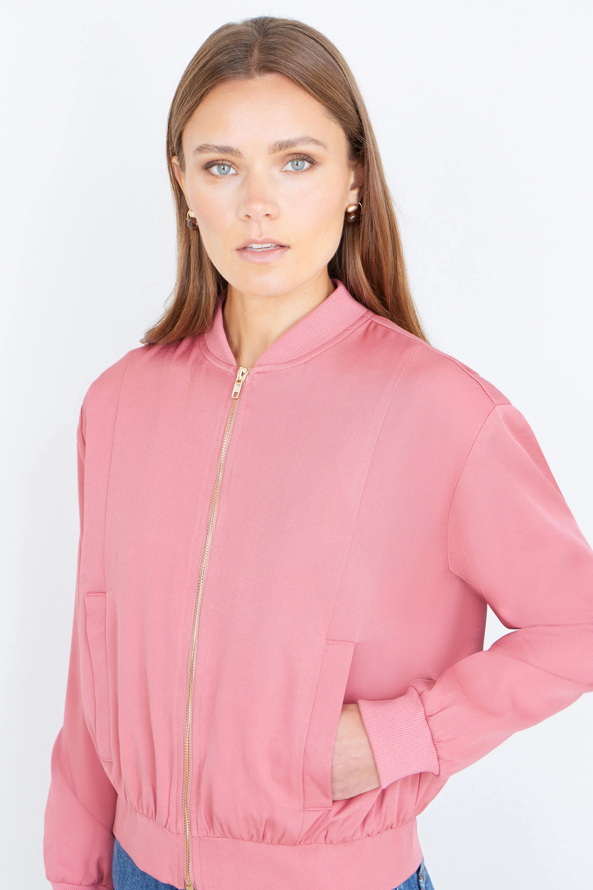 Yumi Pink Relaxed Lightweight Bomber Jacket - Image 2