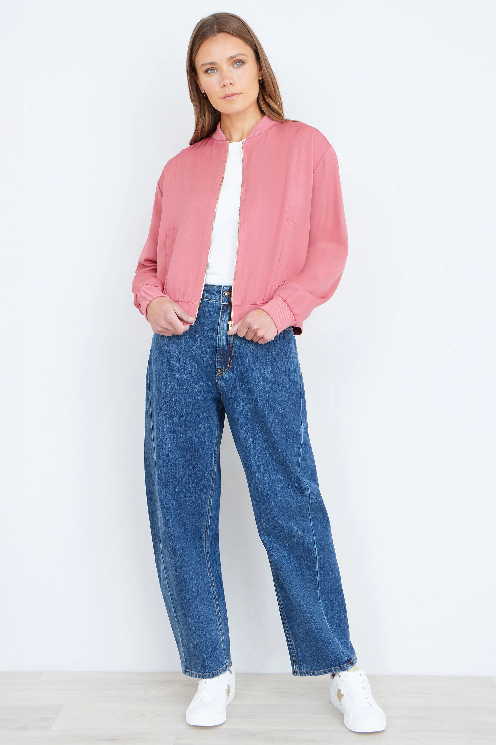 Yumi Pink Relaxed Lightweight Bomber Jacket - Image 3