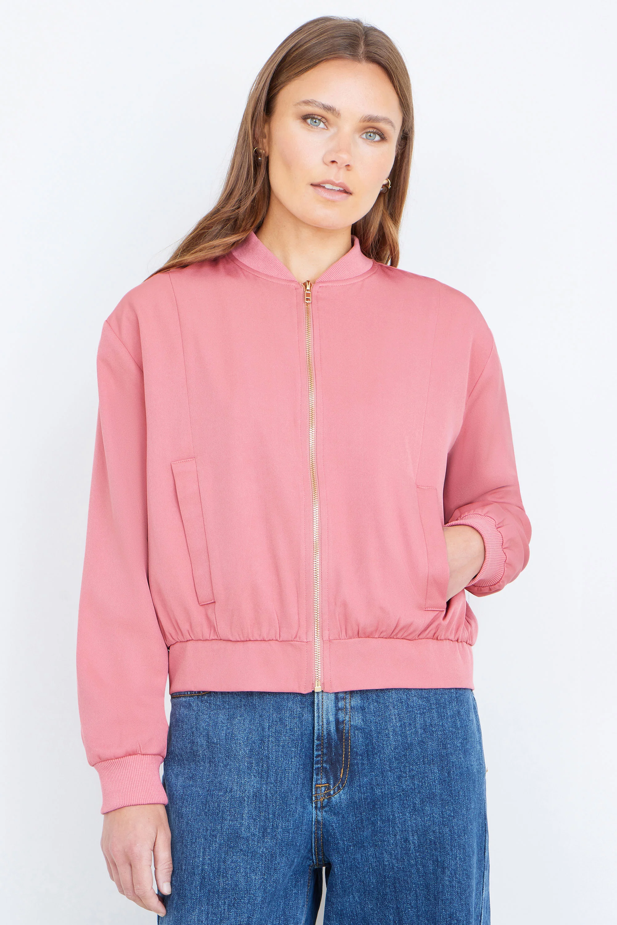 Yumi Pink Relaxed Lightweight Bomber Jacket - Image 6