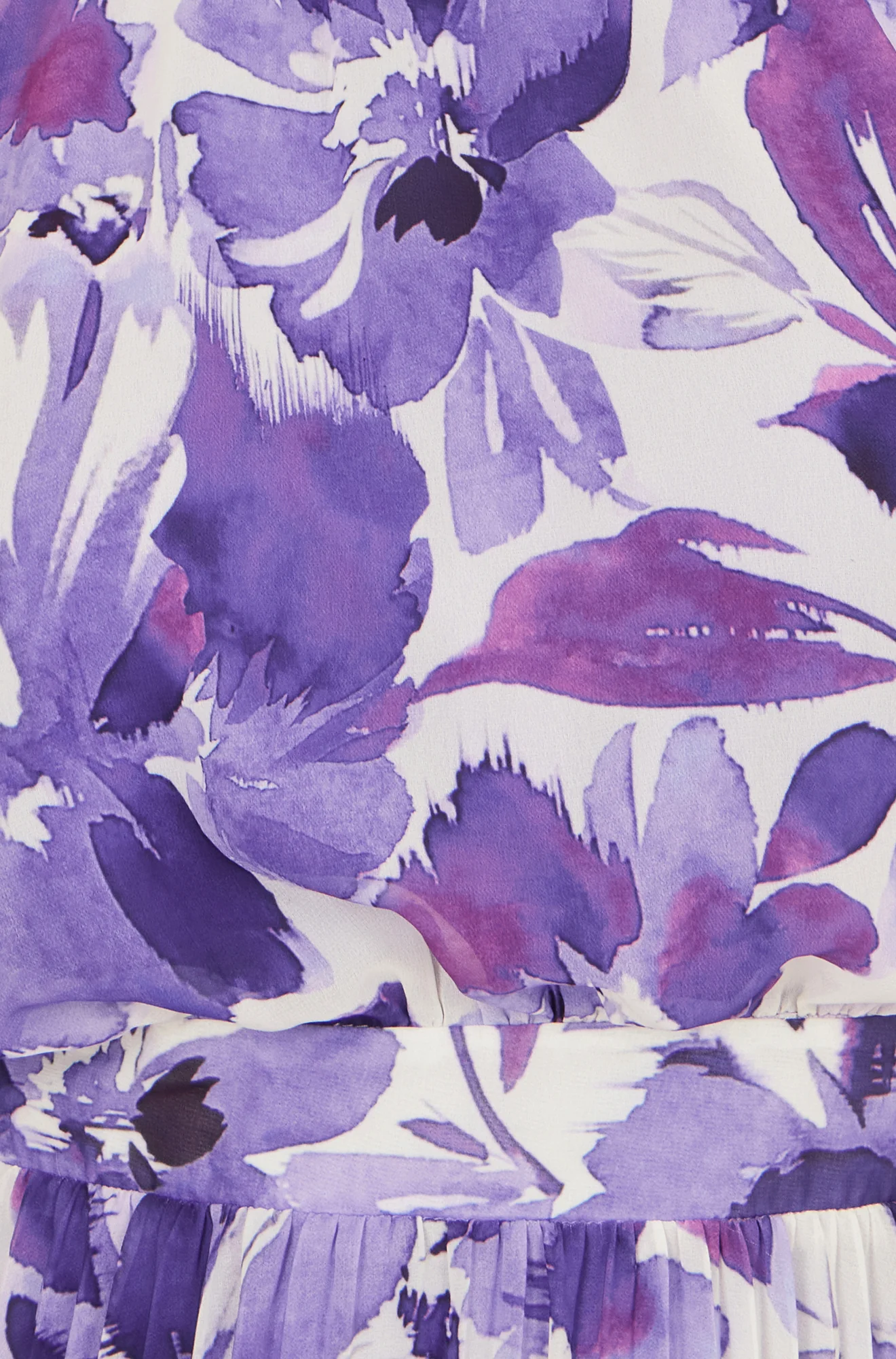 Yumi Purple Abstract Floral Halter Neck Pleated Midi Dress - Image 6
