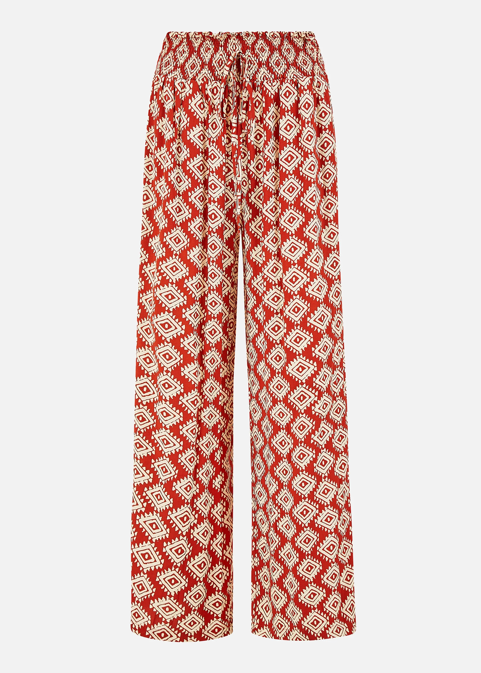 Yumi Red Geo Print Relaxed Fit Trousers - Image 4
