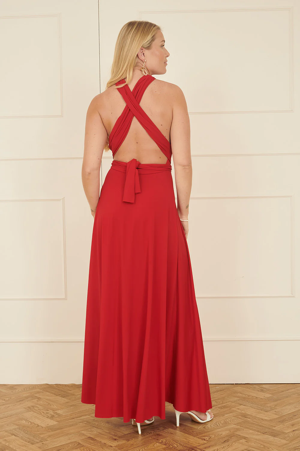 Yumi Red Jersey Stretch Multiway Midi Dress - Image 5
