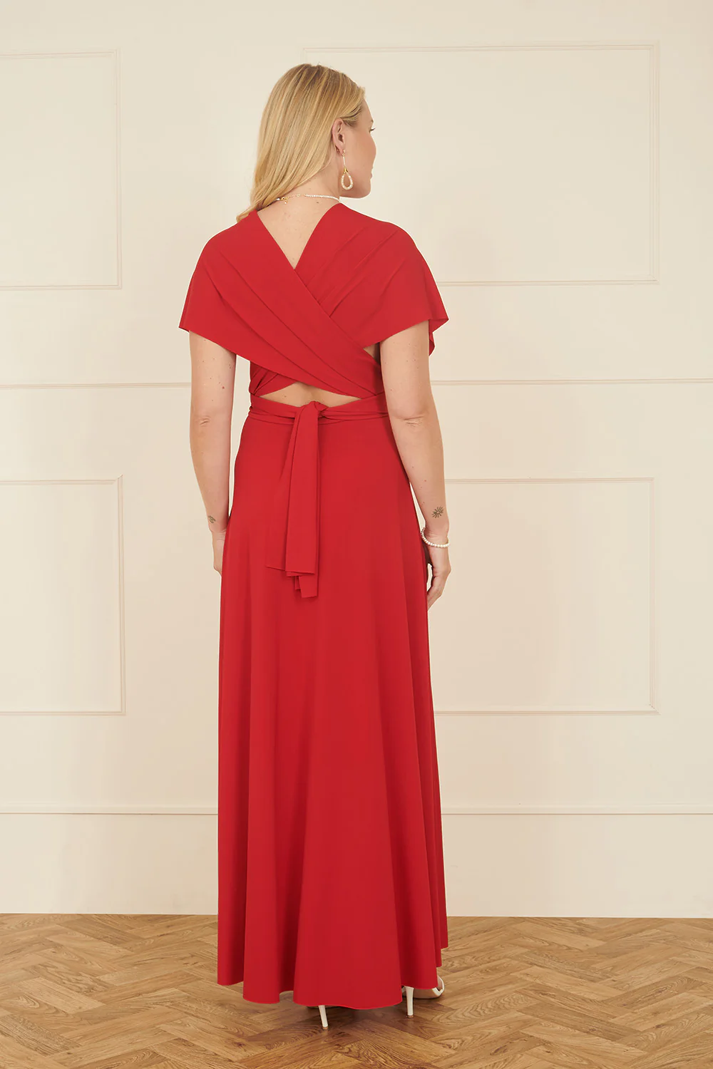 Yumi Red Jersey Stretch Multiway Midi Dress - Image 7