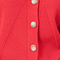 Yumi Red Relaxed Fit Cardigan With Stitch Detail - Image 5