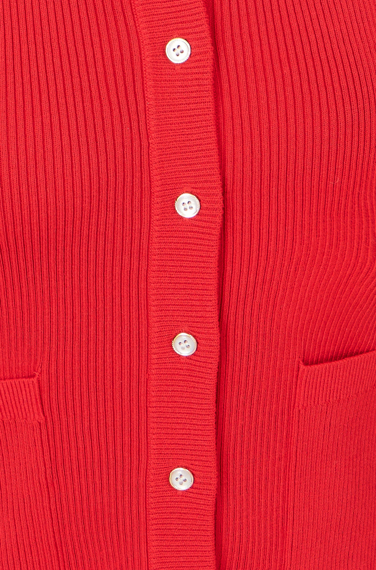 Yumi Red Ribbed Collar Button Up Cardigan - Image 7