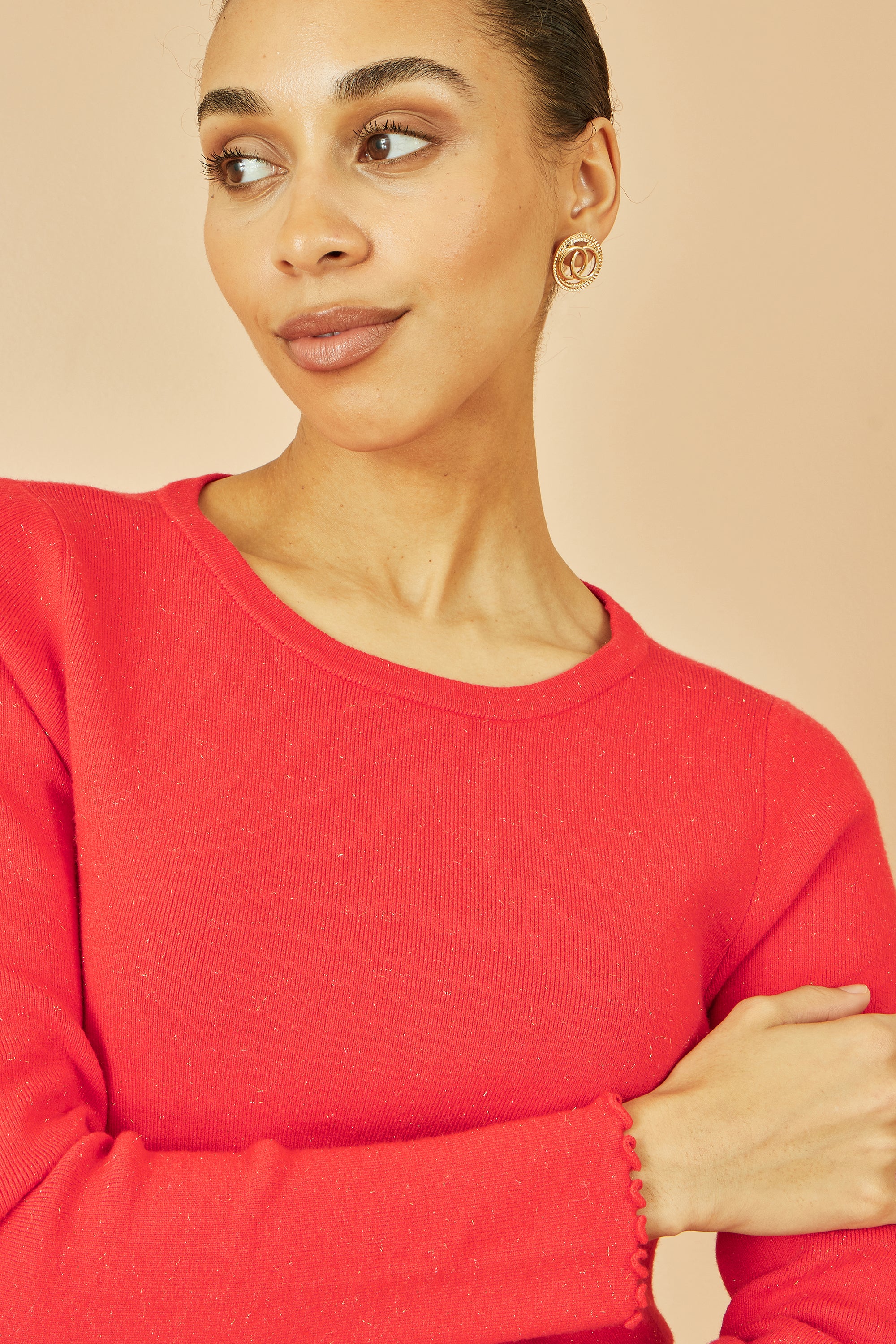 Yumi Red Sparkle Knit Jumper - Image 3