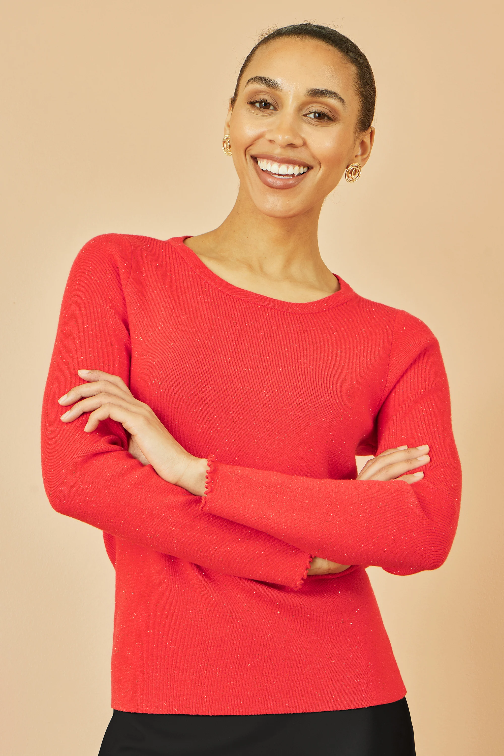 Yumi Red Sparkle Knit Jumper - Image 5