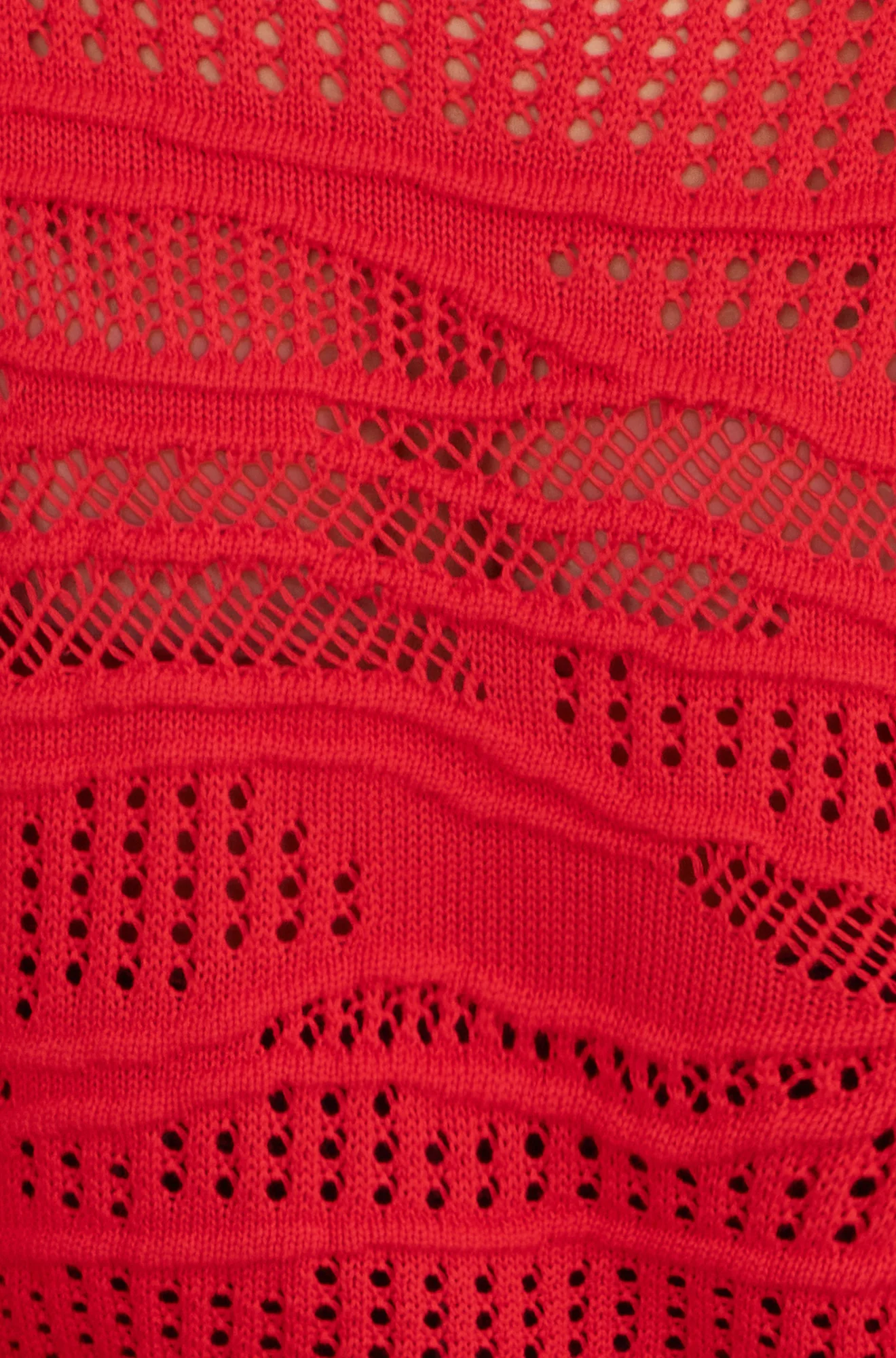 Yumi Red Wave Pointelle Knitted Jumper - Image 5