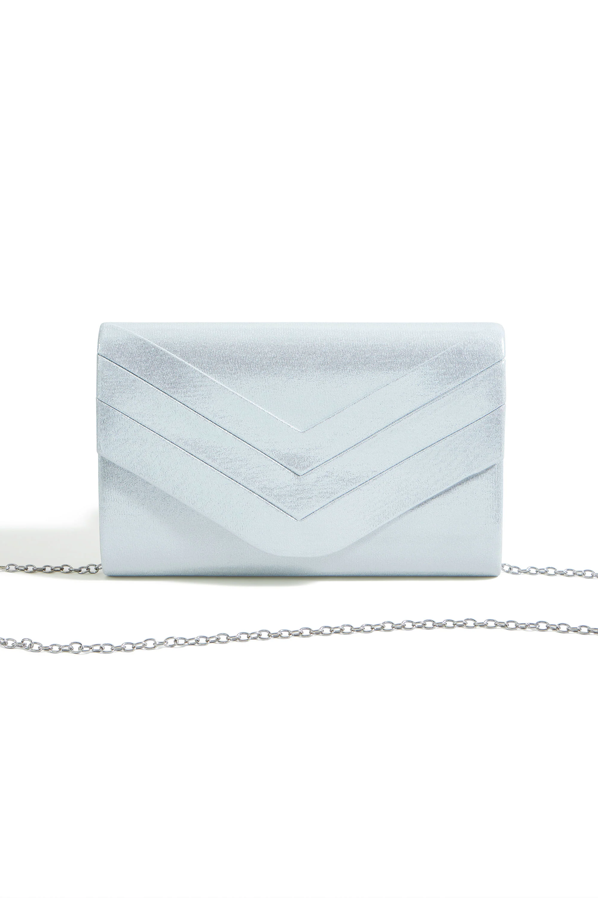Yumi Silver Shimmer Envelope Clutch Bag - Image 5