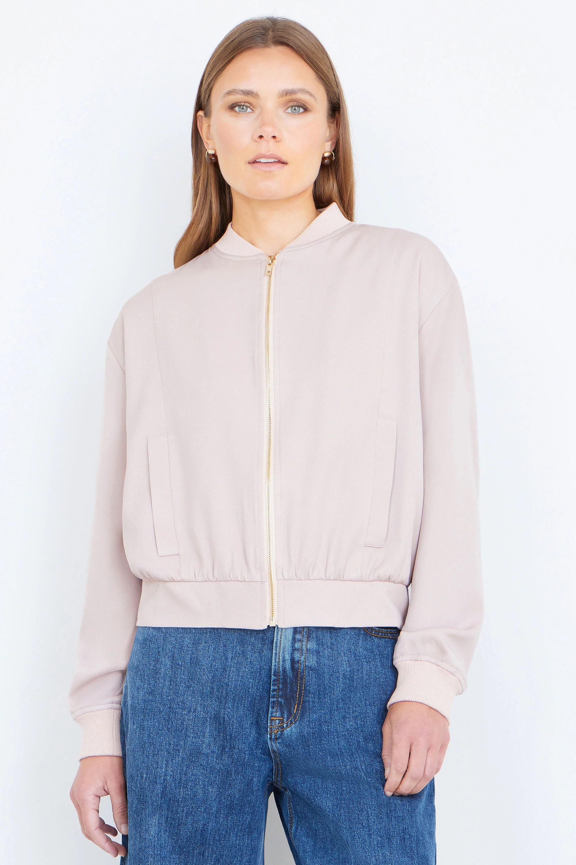 Yumi Stone Relaxed Lightweight Bomber Jacket - Image 3