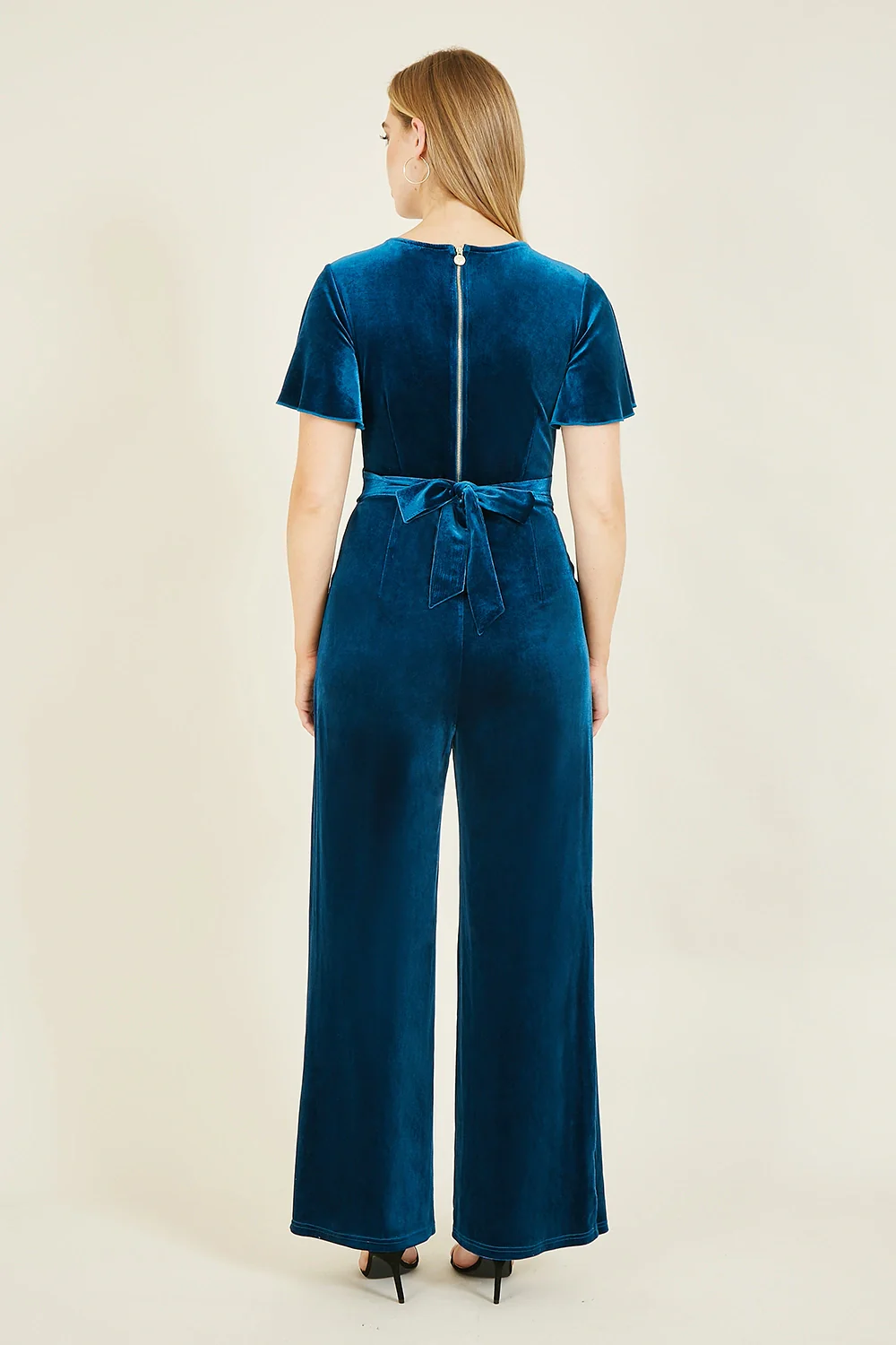 Yumi Teal Jumpsuit With Angel Sleeves - Image 4