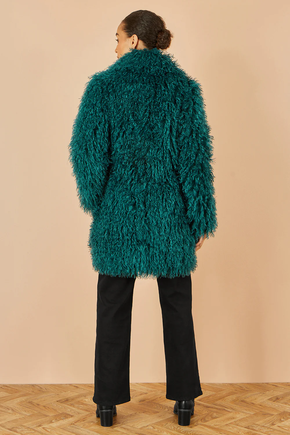 Yumi Teal Luxe Long Hair Fur Coat - Image 5