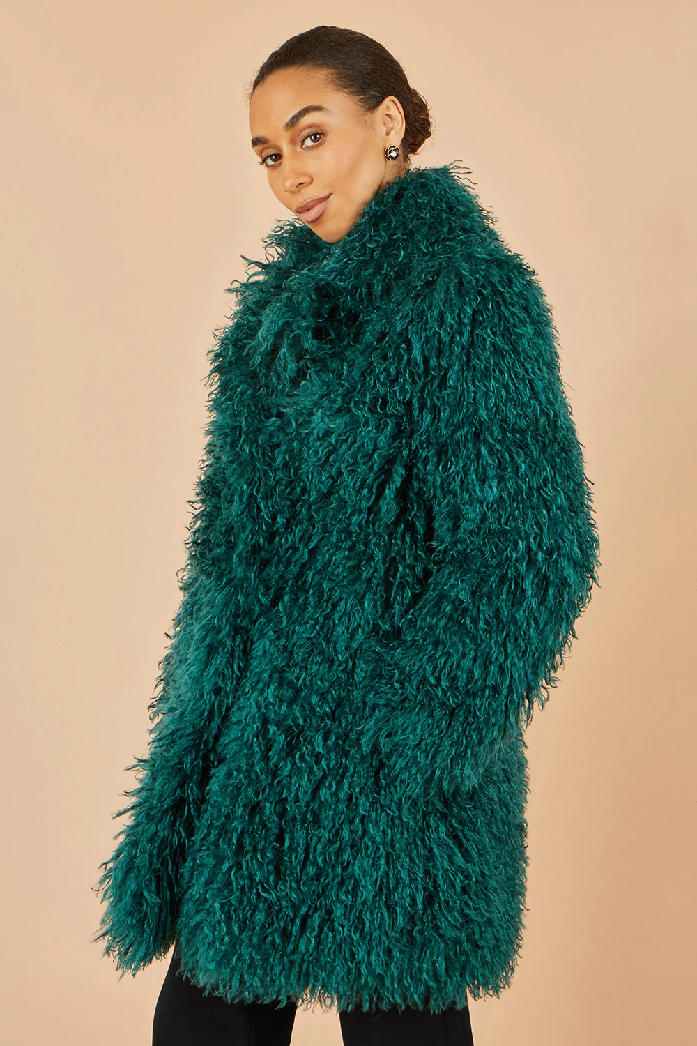 Yumi Teal Luxe Long Hair Fur Coat - Image 7