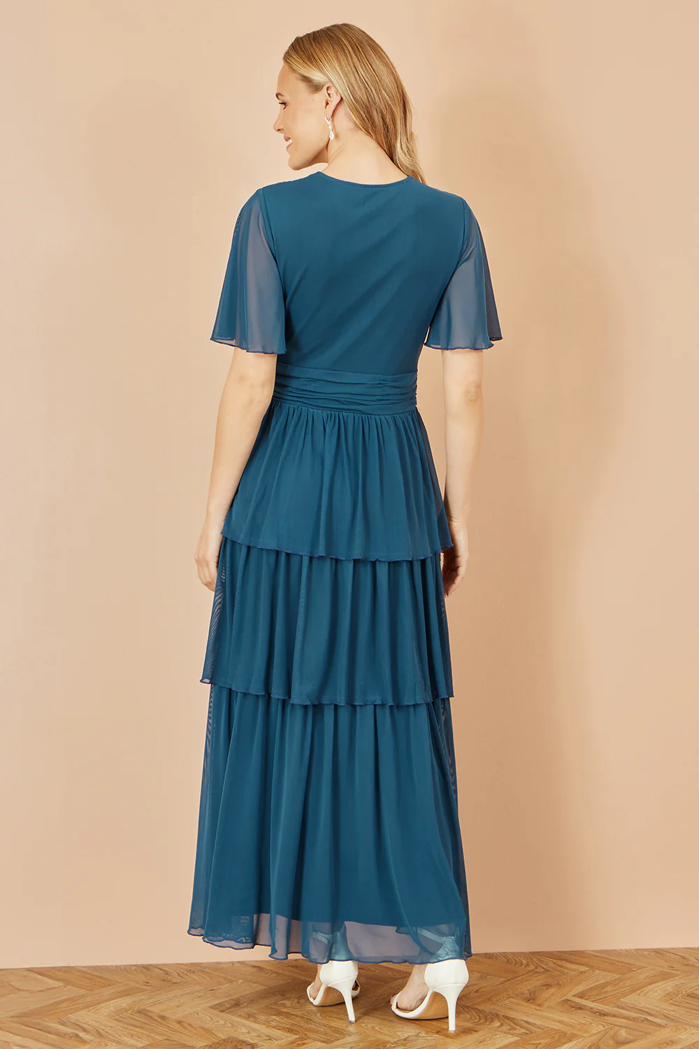 Yumi Teal Mesh Tiered Maxi Dress - Image 4