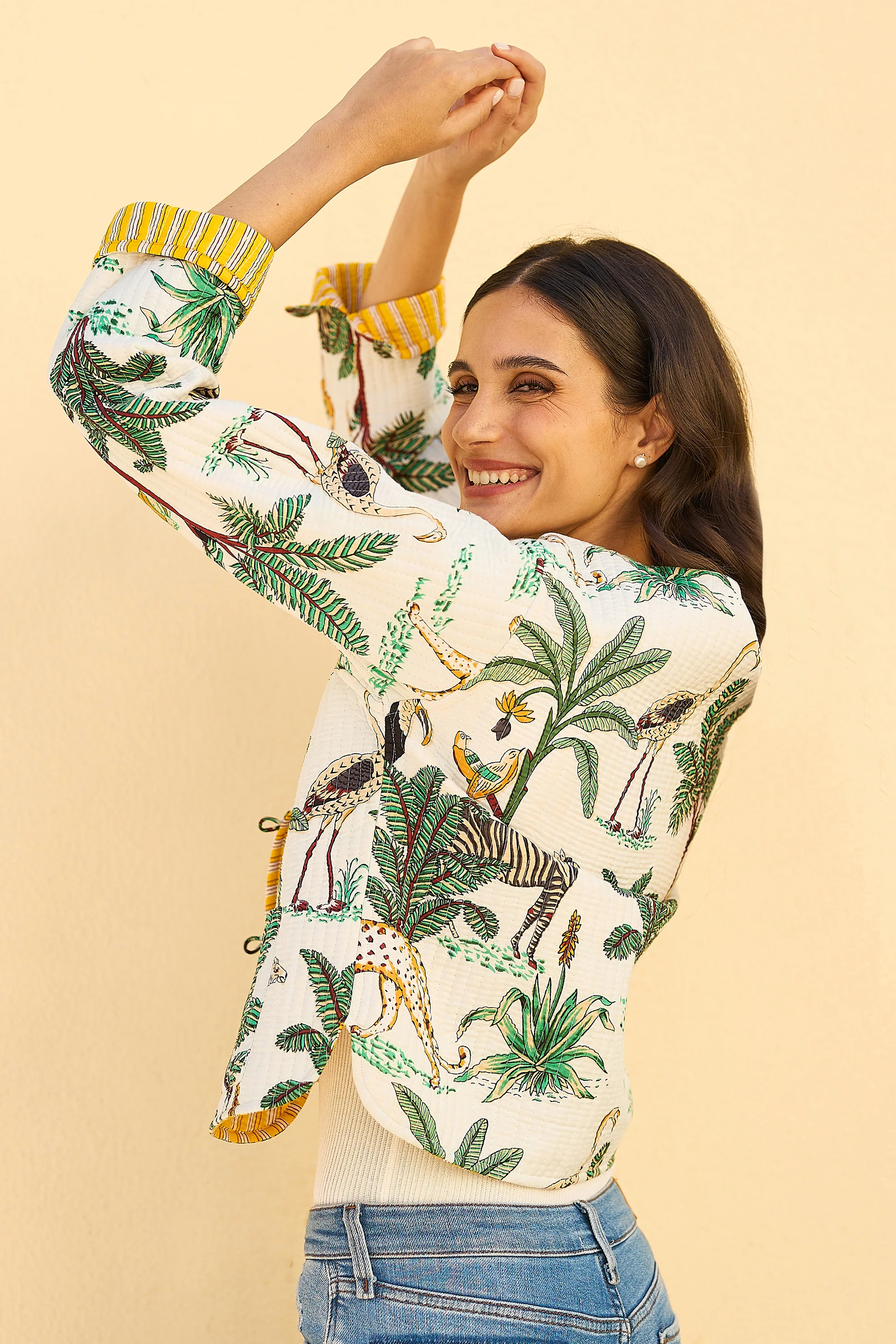Yumi White Animal Reversible Cotton Quilted Jacket - Image 2