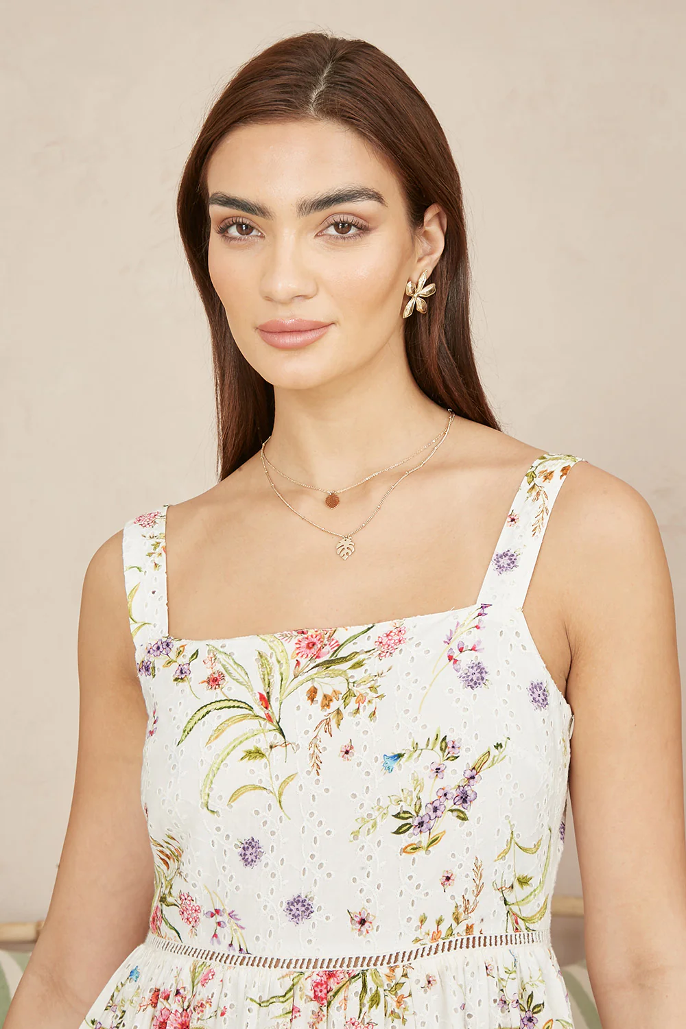 Yumi White Floral Broderie Anglaise Midi Sun Dress - Image 4