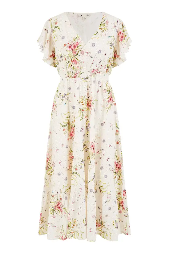Yumi White Floral Broderie Anglaise Wrap Midi Dress - Image 6