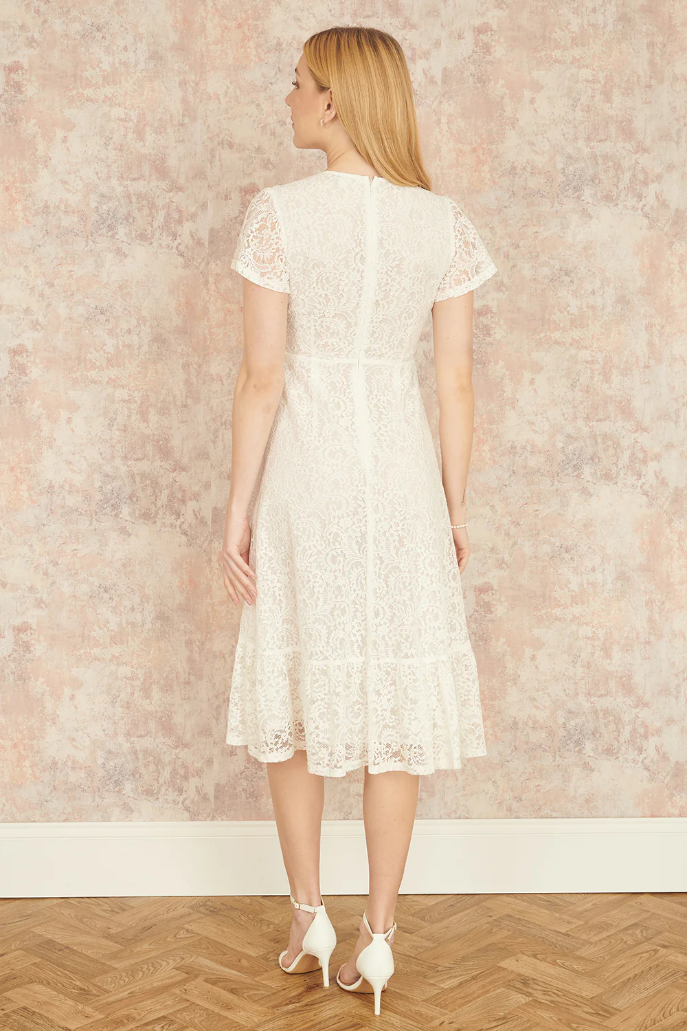 Yumi White Lace Midi Skater Dress - Image 3