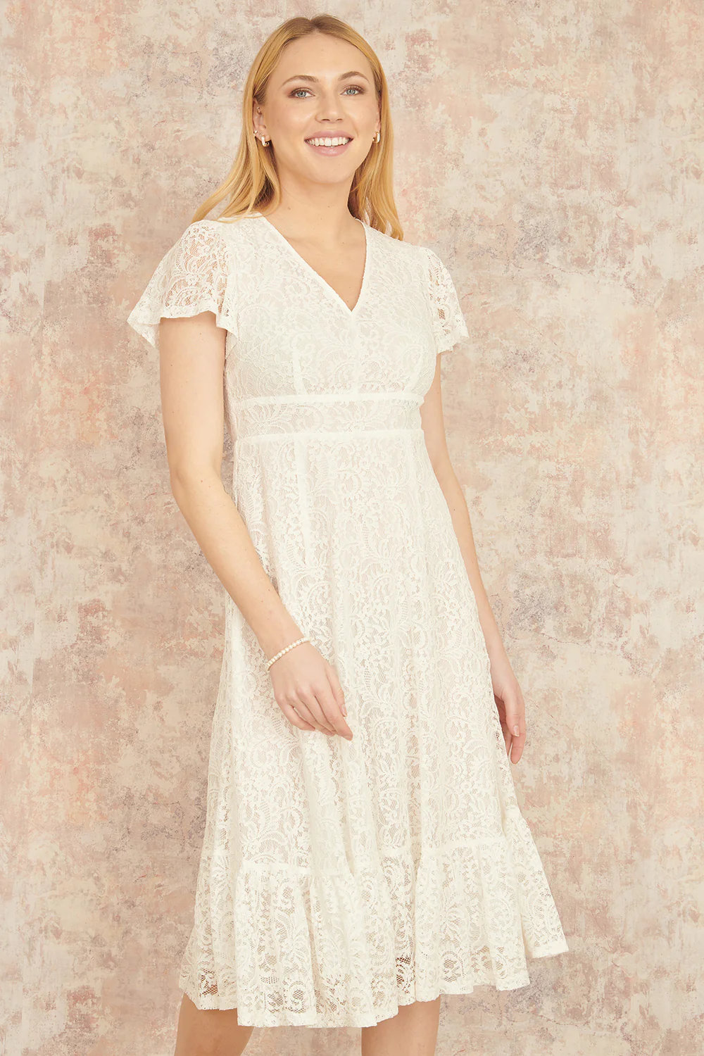 Yumi White Lace Midi Skater Dress - Image 4