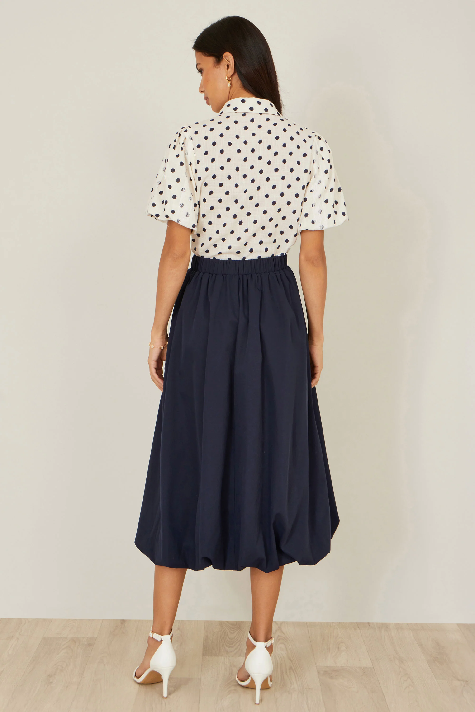 Yumi White Polka Dot Lace Boxy Shirt - Image 4