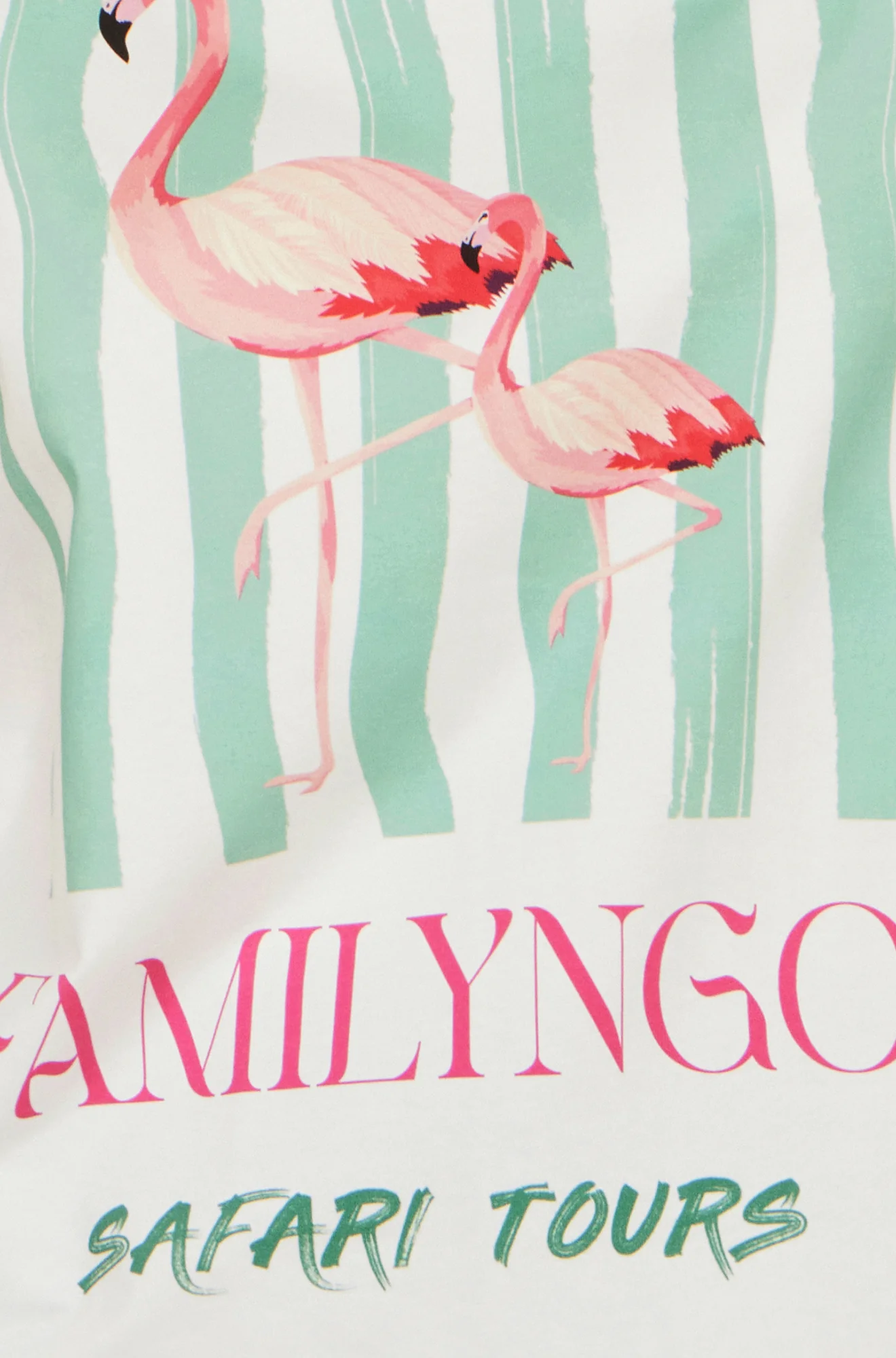 Yumi White Retro Relaxed Flamingo Cotton T Shirt - Image 5