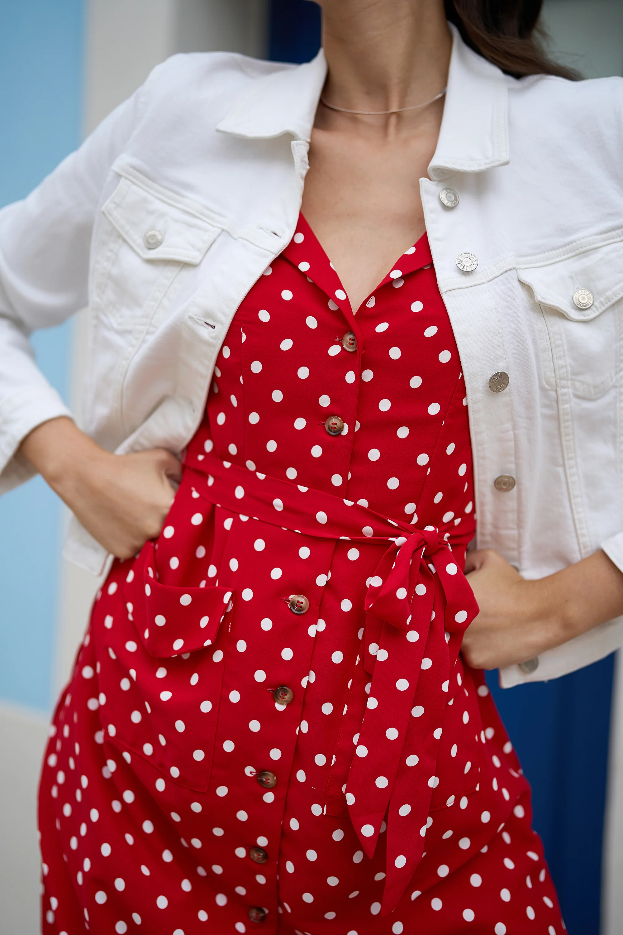 Yumi White Stretch Cotton Denim Jacket - Image 3