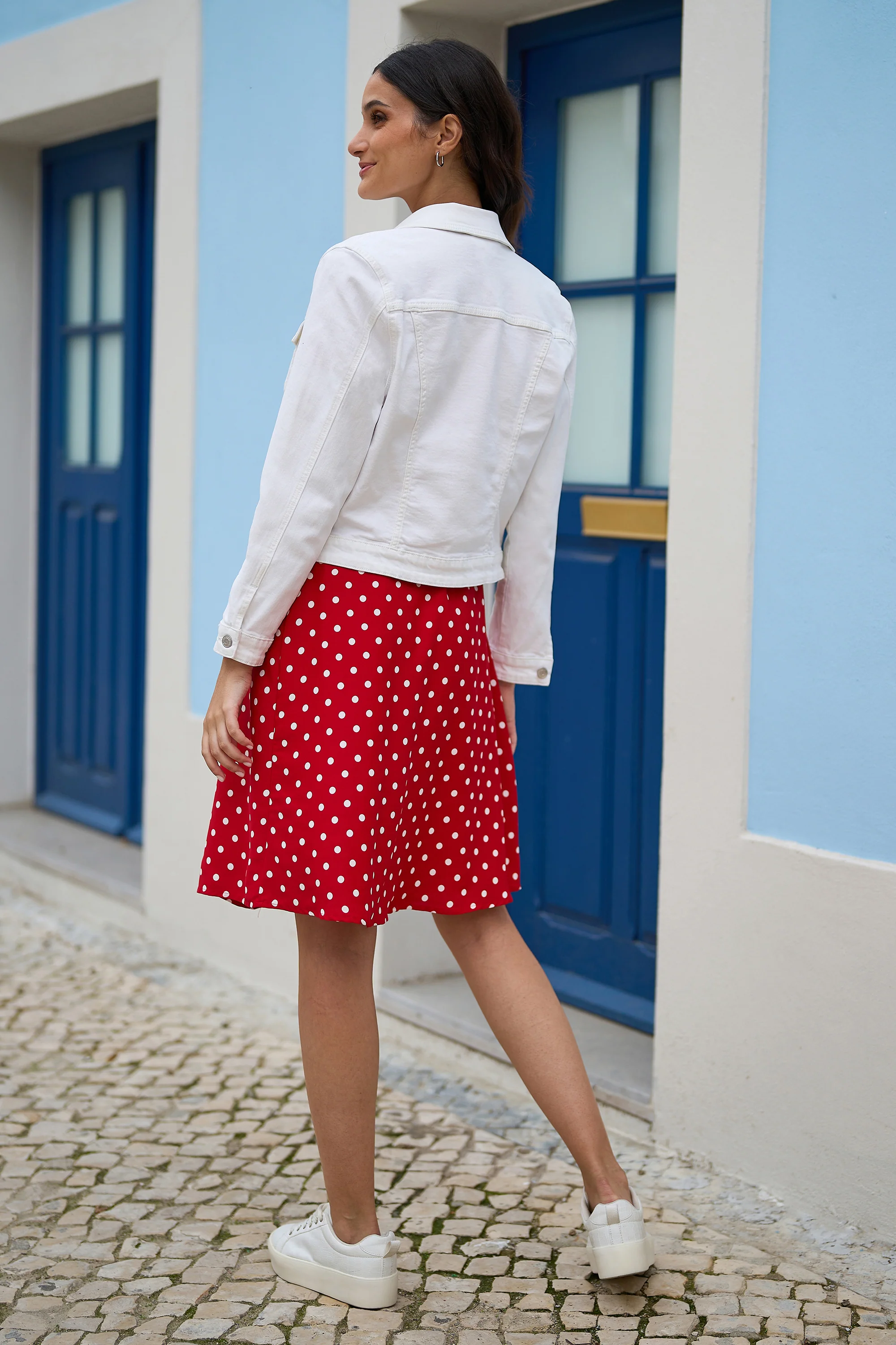 Yumi White Stretch Cotton Denim Jacket - Image 4