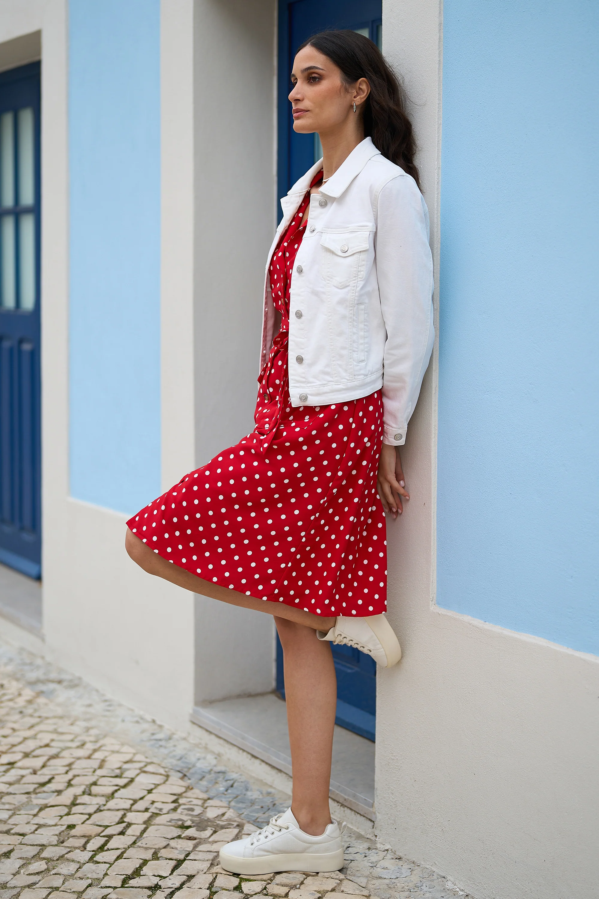 Yumi White Stretch Cotton Denim Jacket - Image 5